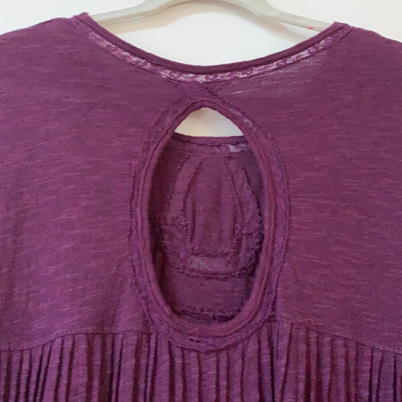 Free People Size XS US Stretch Cotton Jersey and Lace Top in Color Eggplant - Picture 10 of 14